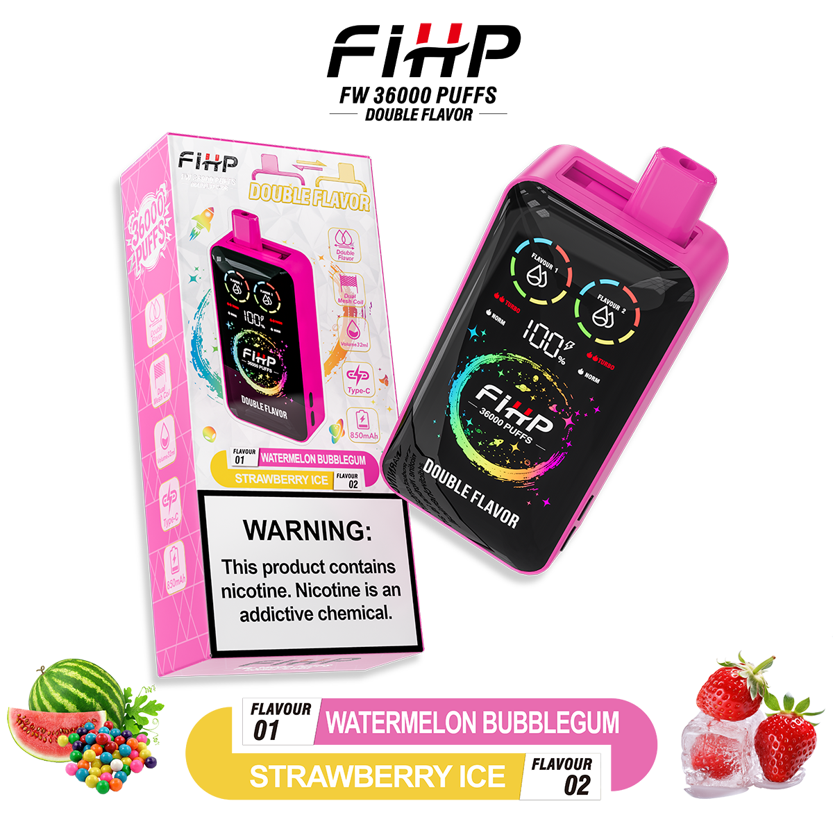 💥 FIHP 36.000 Puffs de Vaporização com Duplo Sabor