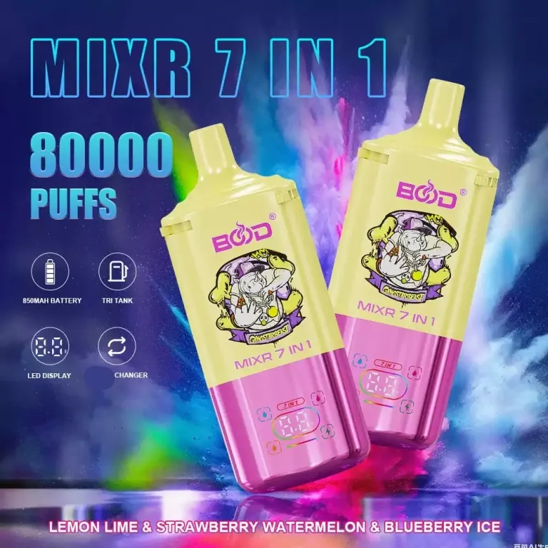BOOD MIXR 80000 80K Puffs Vapes Lemon Lime & Strawberry Watermelon & Blueberry Ice