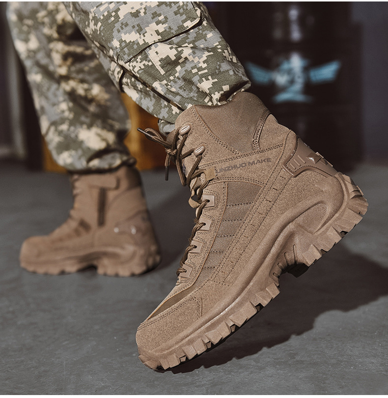 Męskie wodoodporne buty bojowe outdoorowe z ochroną przed przebiciem, buty bojowe (zwiększona trwałość)
