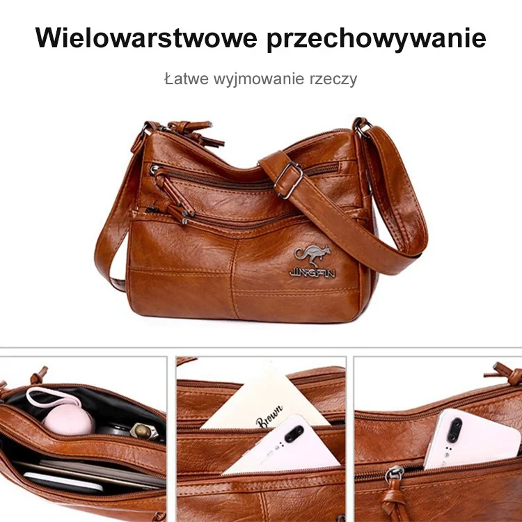 Stylowa torba na ramię z miękkiej skóry