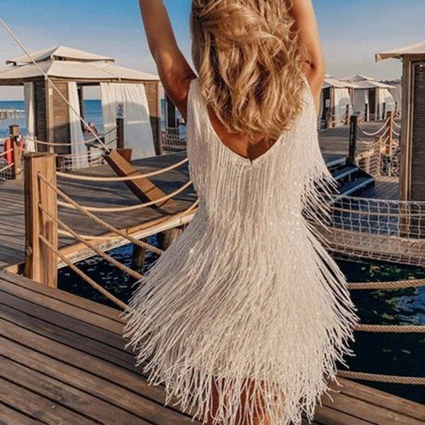 ✨Sexy vestido elegante com franjas