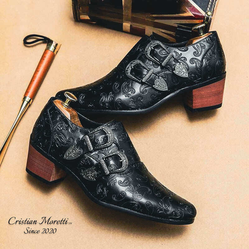 Sapatos de couro com fivela dupla Carlo Mancini™