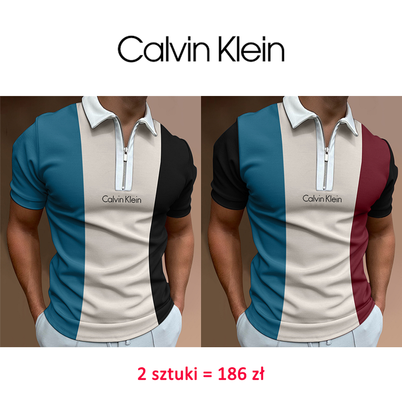 Calvin Klein ® Kontrastowa kolorowa swobodna koszulka polo , 2 sztuki