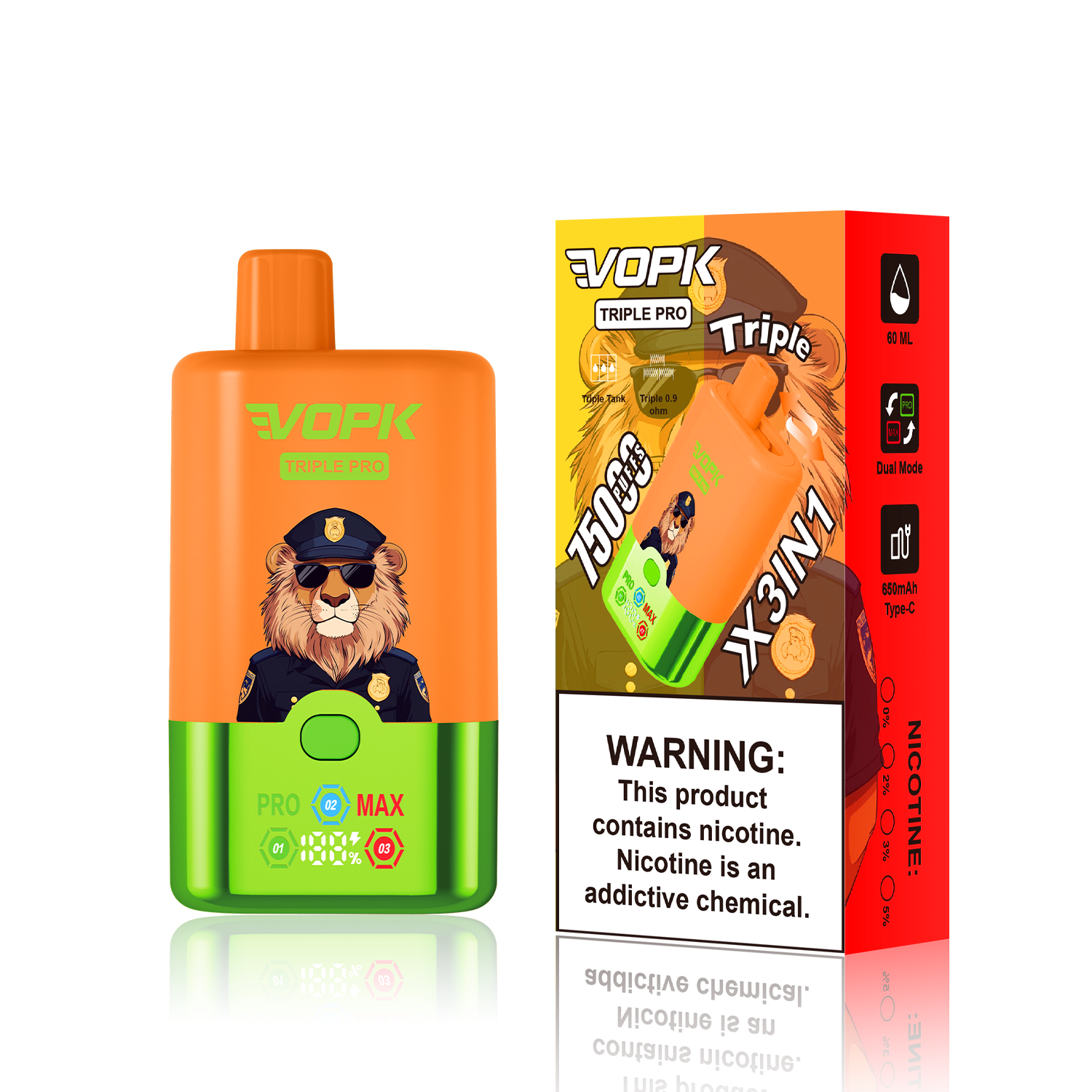 VOPK Triple Pro 75K 3 In 1 Flavors 75000 Puff