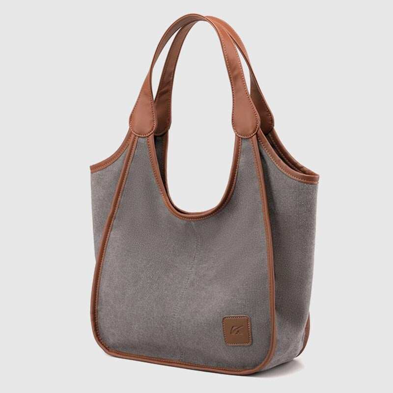 Bolsa de ombro retrô simples feminina, leve, espaçosa, bolsa de lona vintage