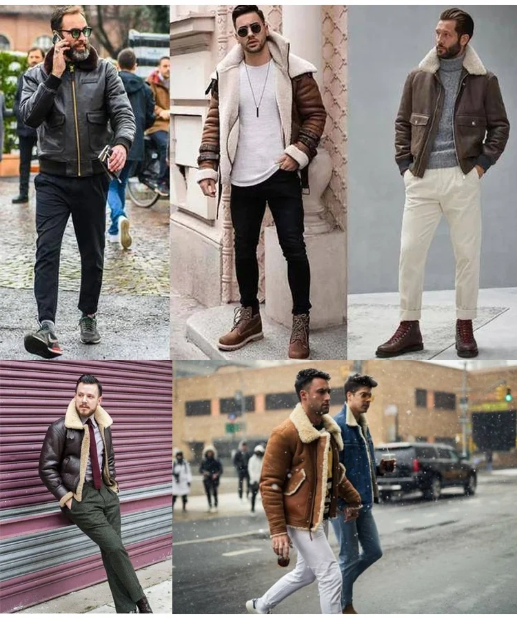 Jaqueta biker de couro com forro de pele