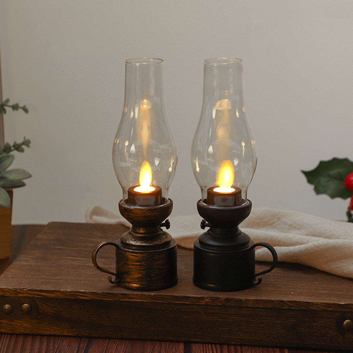 ✨🕯️Lampa naftowa LED Vintage Elektroniczna świeca obrotowa