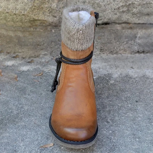 🔥Último dia de promoção 50% OFF - Botas femininas casuais vintage de couro com zíper