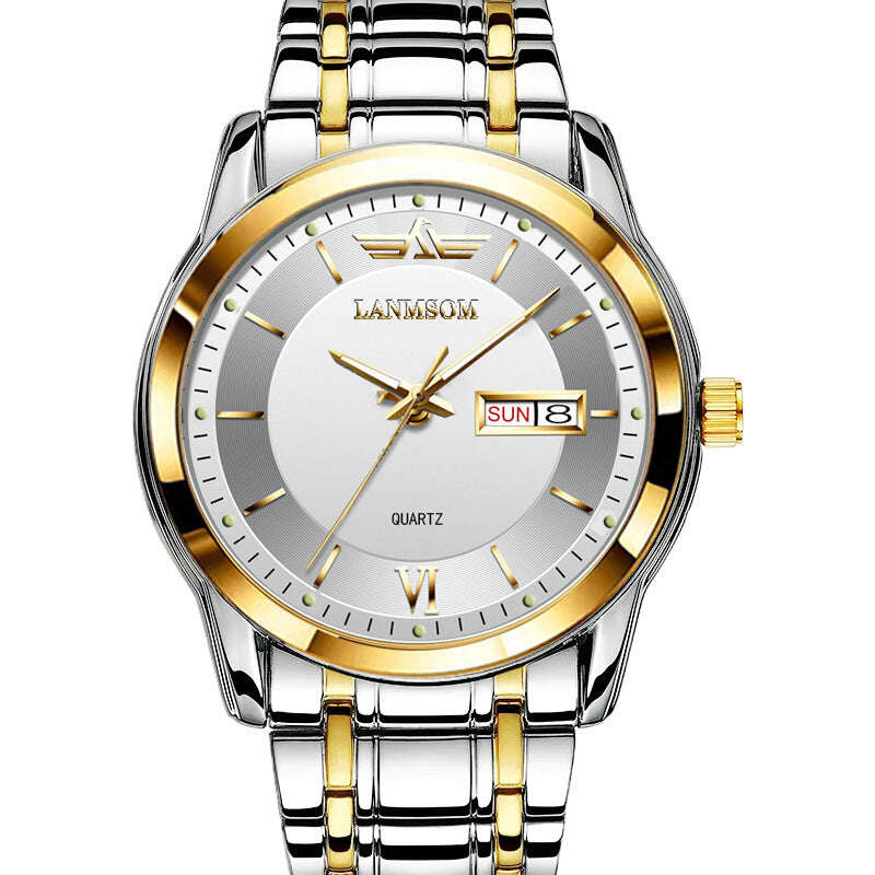 LANMSOM ултра тънък швейцарски часовник с календар за мъже