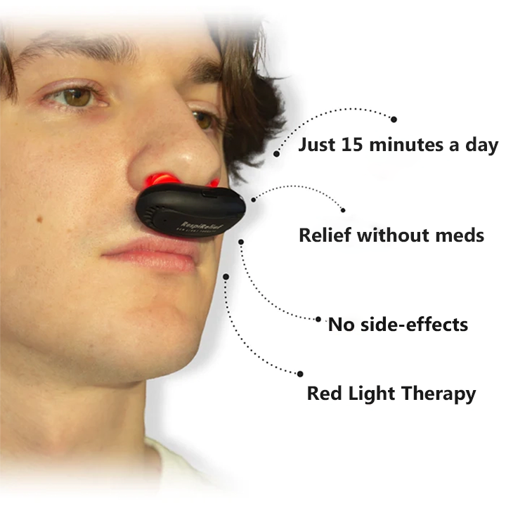 Instrumento de terapia nasal com luz vermelha Oveallgo™ RespiRelief