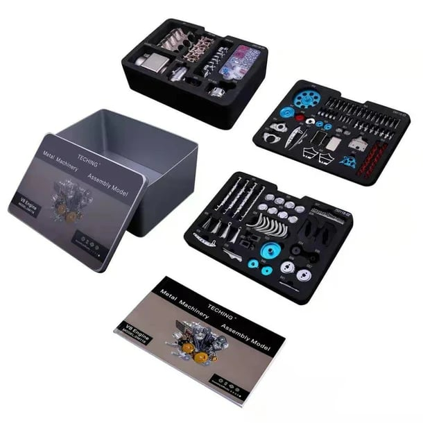 🚗Kit de modelo de motor de carro DIY para montagem mecânica de metal V8 (garantia de 3 anos)