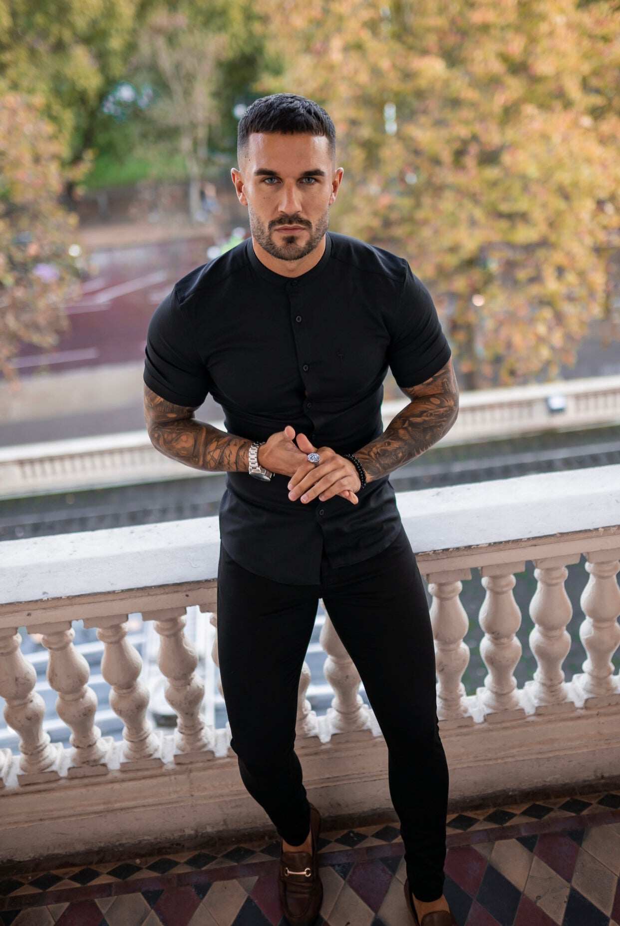 Slim Stretch Black Sateen Trousers - FSH405