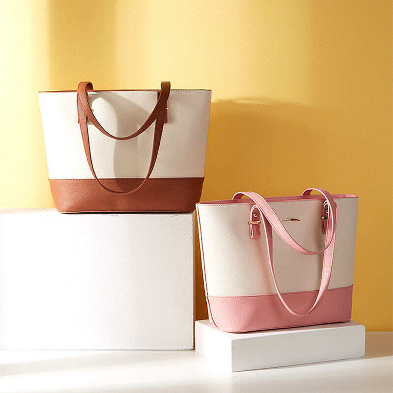 Bolsa feminina patchwork de 3 peças com franjas de alta capacidade