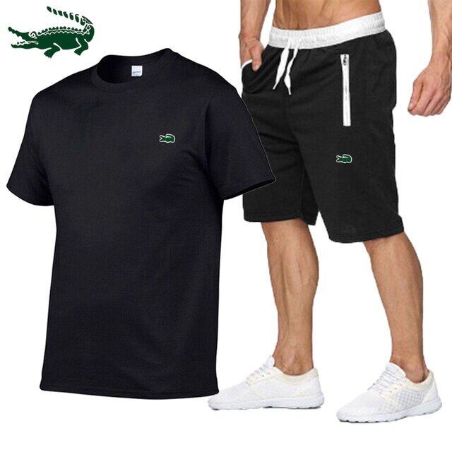 Cartelo High quality spring and summer new men's casual sports cotton round neck short-sleeved T-shirt+casual sports pants set