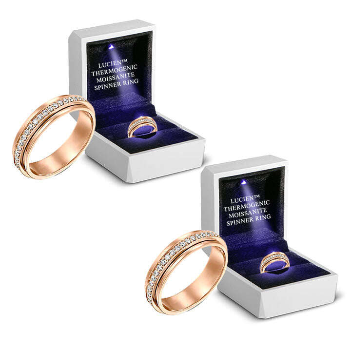 🎉Frete grátis somente hoje🎉Lucien™ Thermogenic Moissanite Spinner Ring（Desconto por tempo limitado 🔥 Último dia）