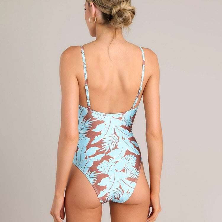 New Hollow Out Print One Piece Swimsuit