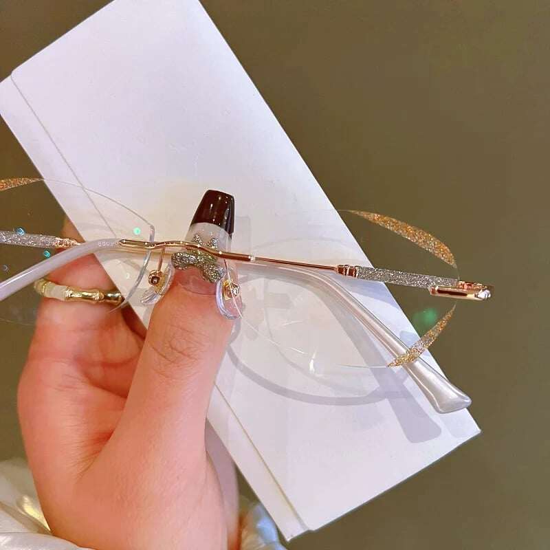 ÓCULOS FEMININOS SEM ARO DIAMANTE ANTI-LUZ AZUL PARA PRESBIOPIA