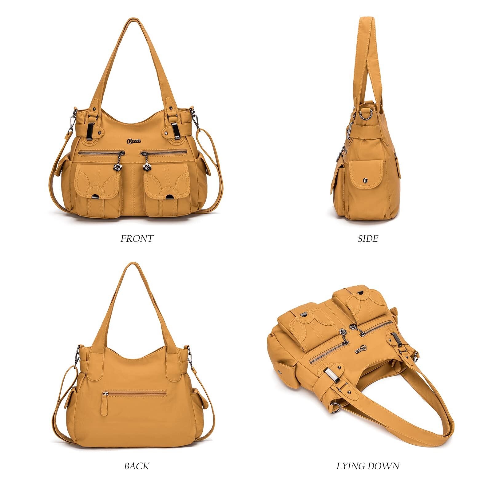 Bolsa de couro premium com muitos bolsos