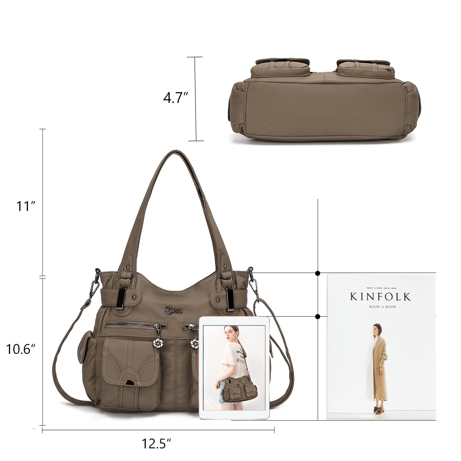 Bolsa de couro premium com muitos bolsos