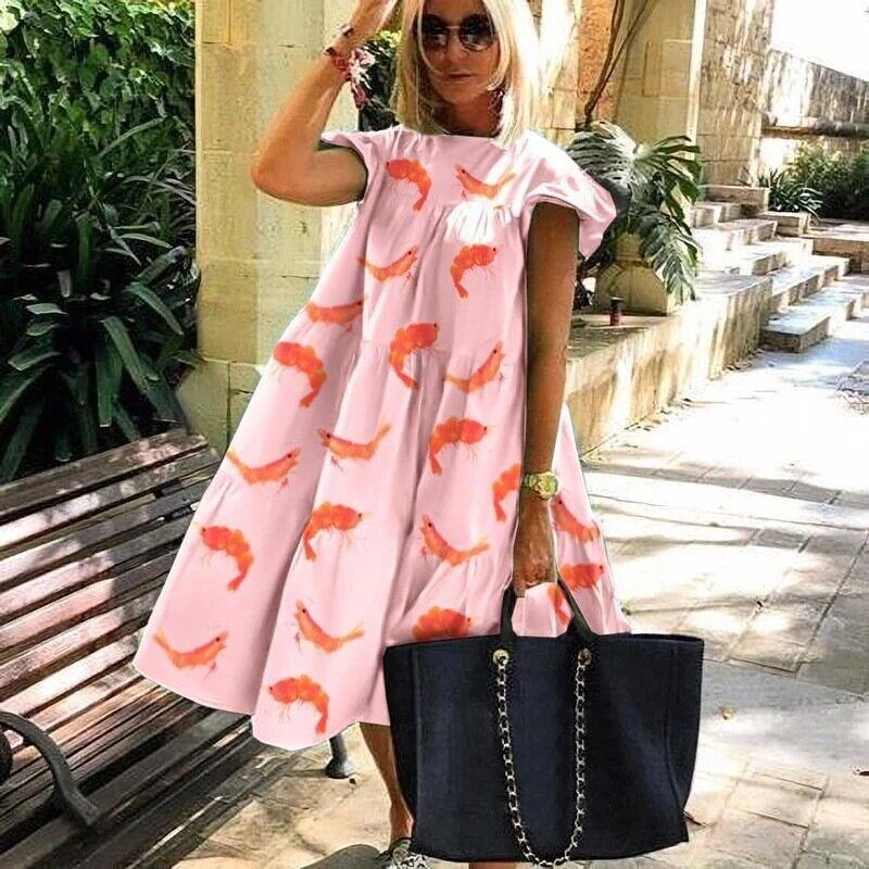 Vestido feminino com corte A para lindas férias de verão para mulheres