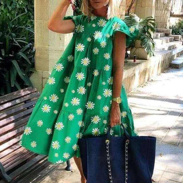 Vestido feminino com corte A para lindas férias de verão para mulheres