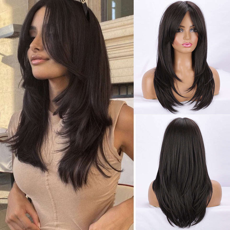 Ins Hot Ombre Blonde Wig with Bangs Long Curly Wig