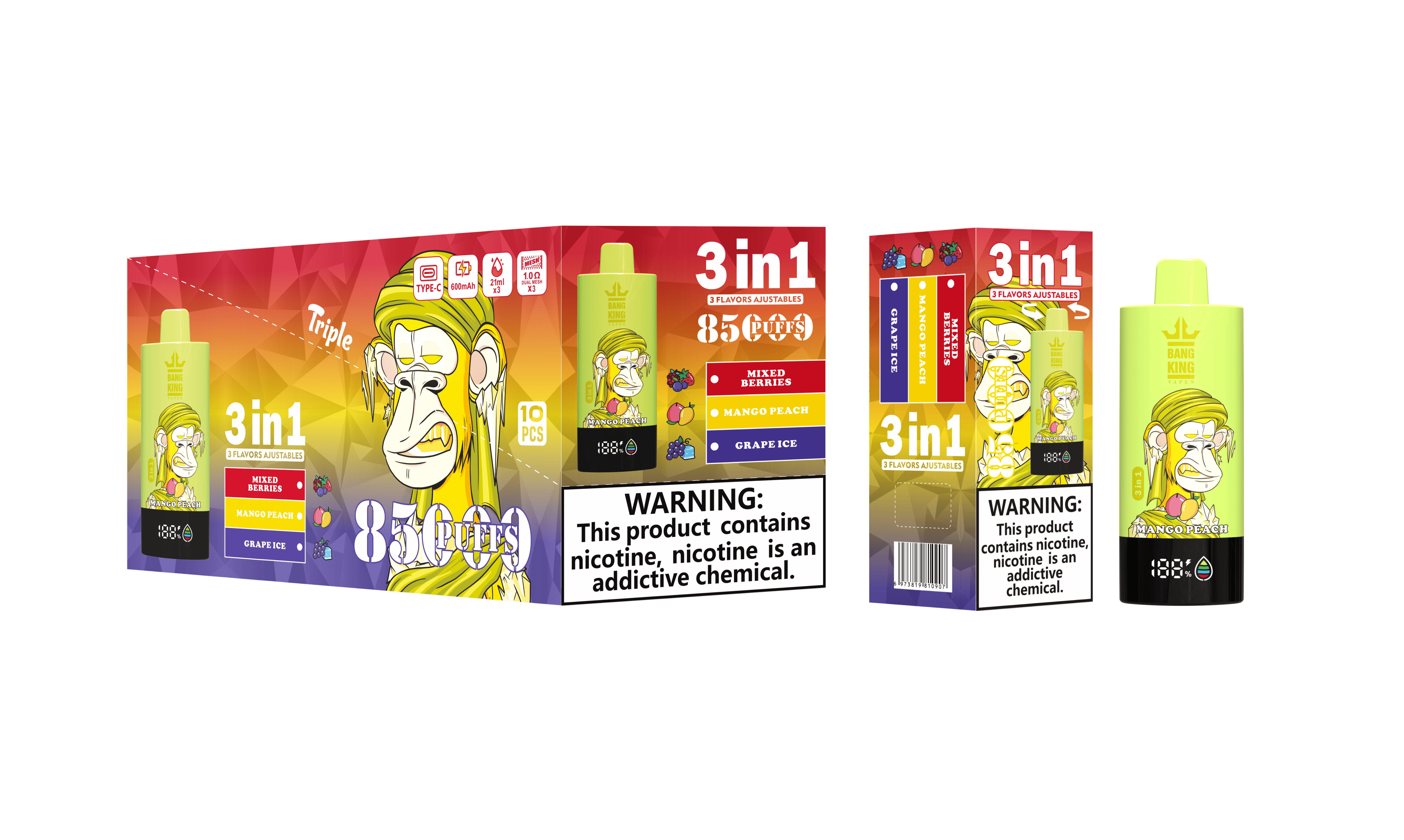 Bang King Triple 85000 puffs 3-in-1 Disposable Vape