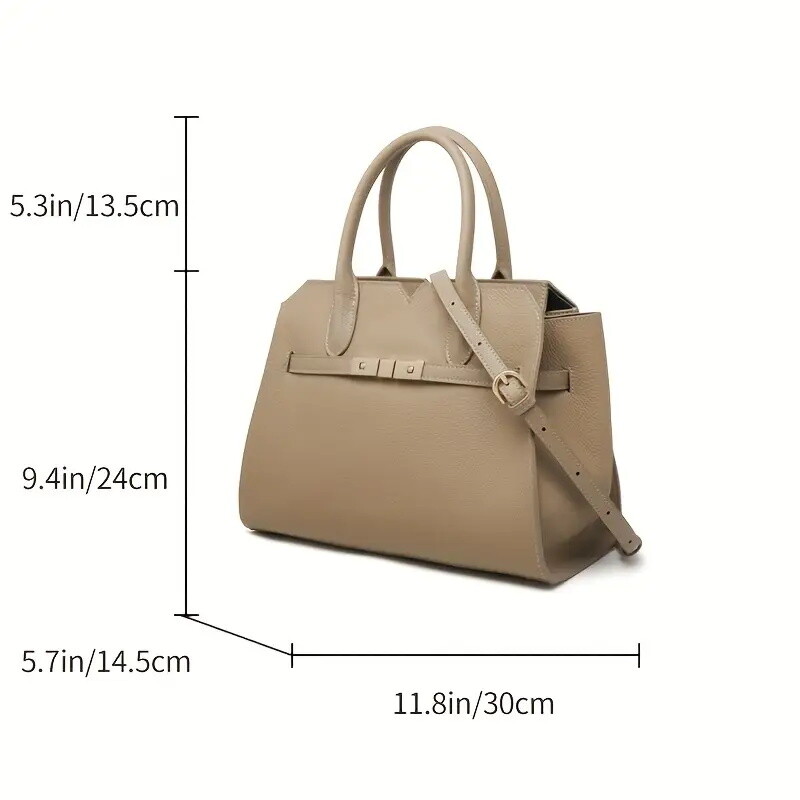 Luxury Genuine Genuine Leather Wo 's Handbag - Large Capacity, Adjustable Strap