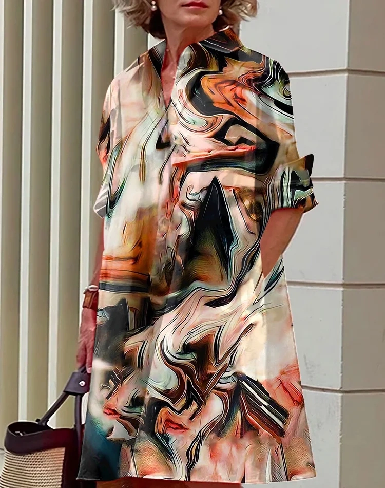 Луксозна бална риза с щампа с елегантна рокля 2024 г