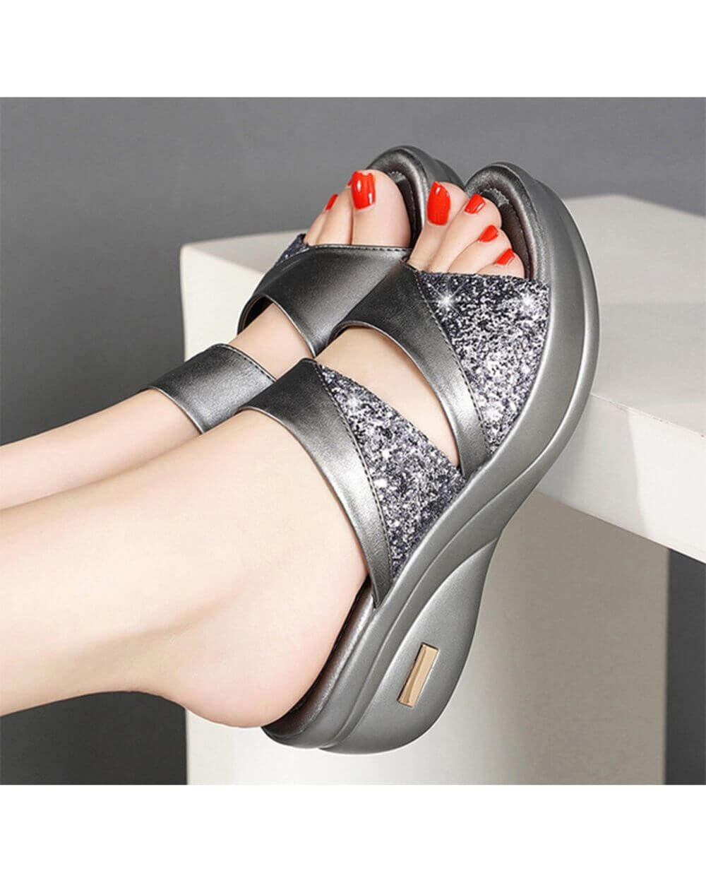 Sandálias de cunha ortopédicas de mulher