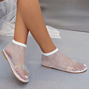 2024 verão novo estilo sandálias de dedo do pé redondo diamante botas curtas verão sexy sandálias ocas planas para mulher
