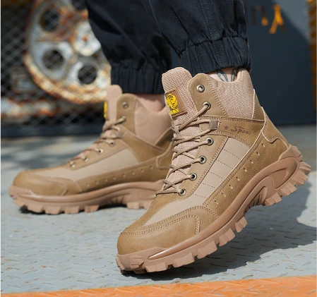 Botas masculinas impermeáveis ​​anti-entorse e antifuros para trabalho, botas de caminhada (atualização de durabilidade)