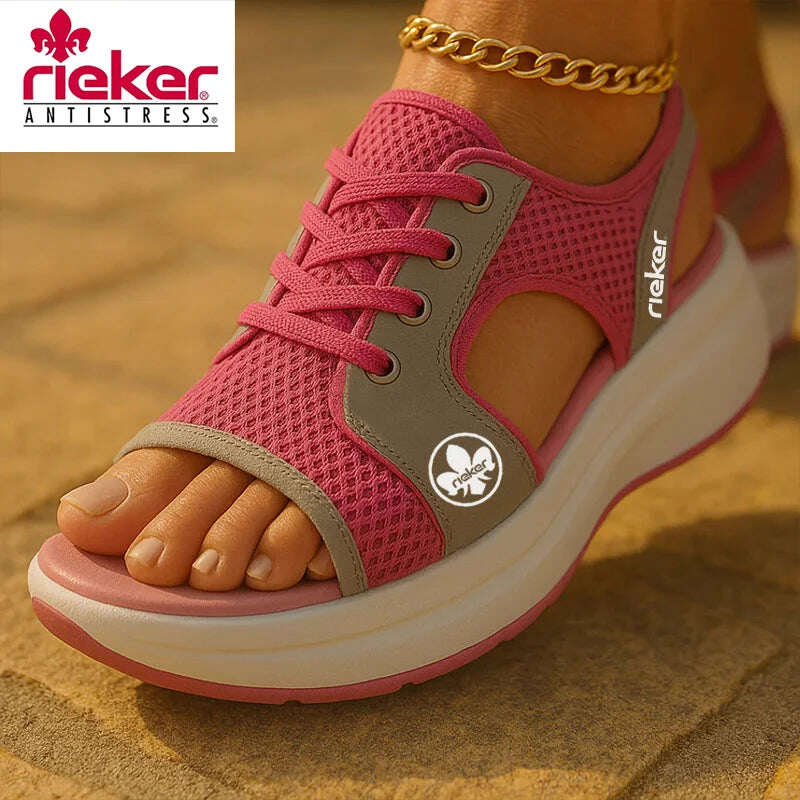 RIEKER@2025 new sports massage sandals with laces for leisure