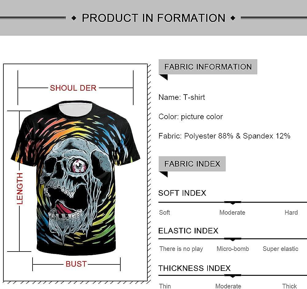 Men's 3D Print Skull T-Shirt 3D Creative Print Short Sleeve T-Shirt Casual Round Neck Novelty Street Fashion Tees Shirt