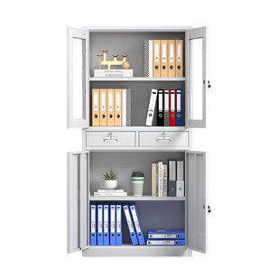 Factory Direct 1850*900*400mm Adjustable Layer Plate Double Drawer Four Door Filing Cabinet with Key Lock