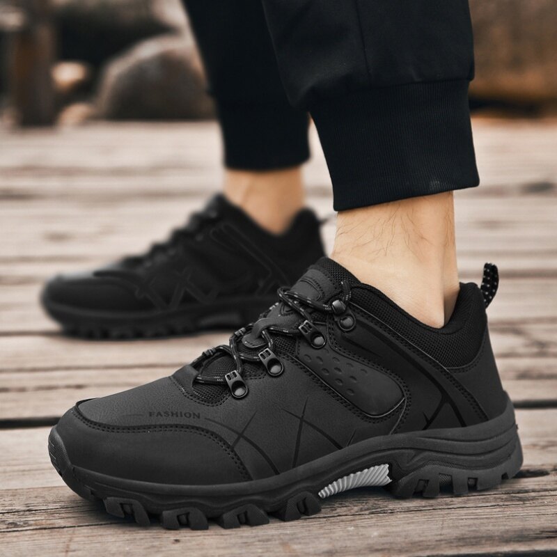 (🔥Mais vendidos)  Últimos sapatos de caminhada ao ar livre de couro genuíno masculino antiderrapante à prova d'água