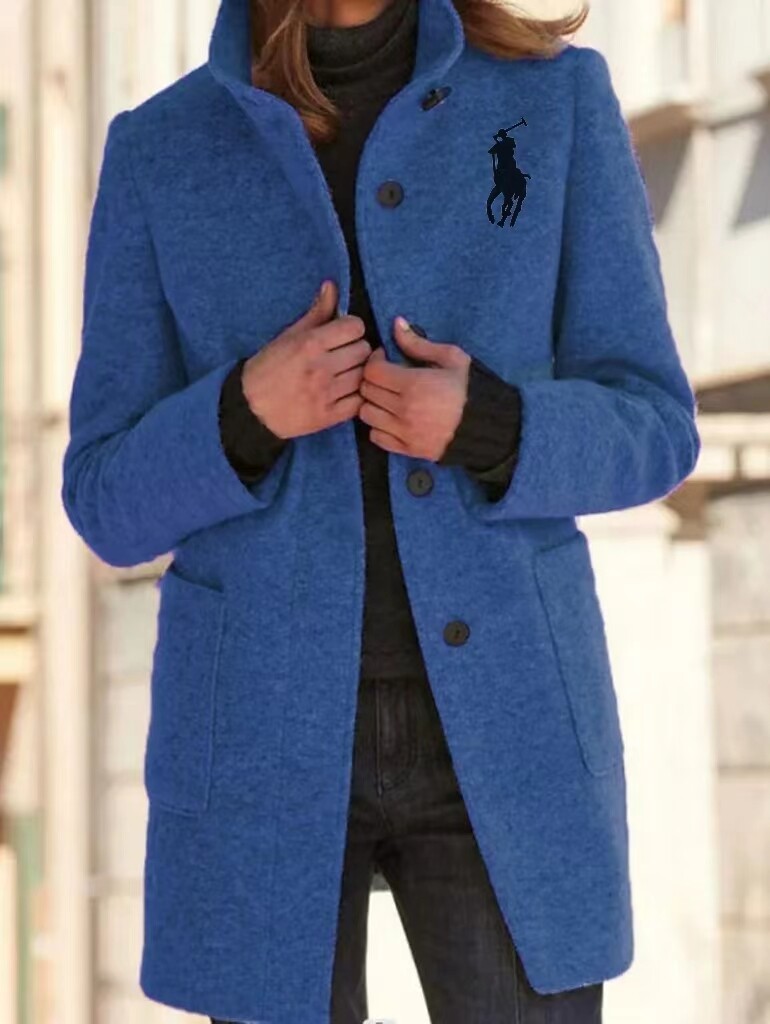 💝CASACO DE LÃ COM GOLA SÓLIDA E UM PEITO