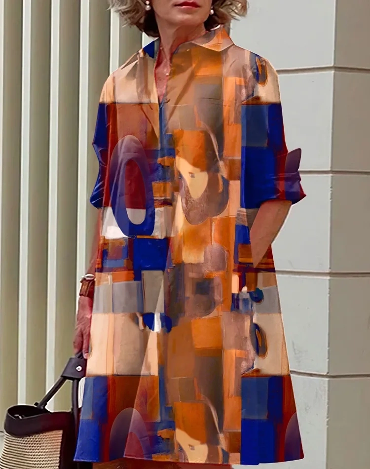 Луксозна бална риза с щампа с елегантна рокля 2024 г