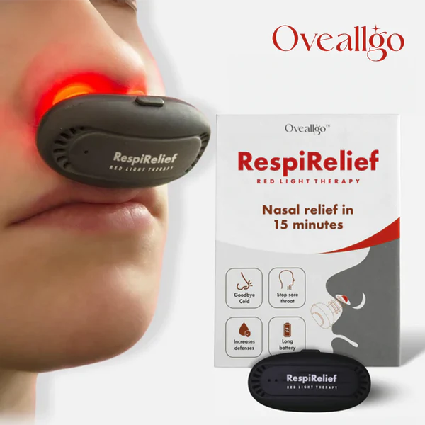 Dispositivo de terapia nasal Oveallgo™ INSTANT RespiRelief com luz vermelha