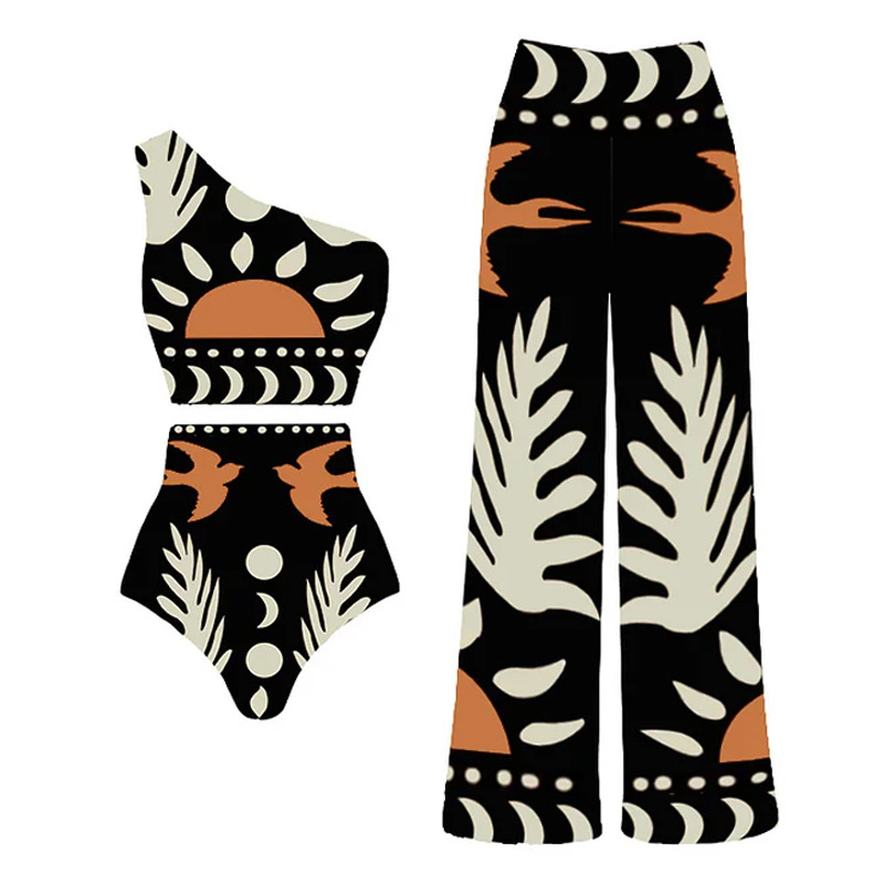 👙 One Shoulder High Waist Bikini Swimsuit and Pants or Skirt  🎀