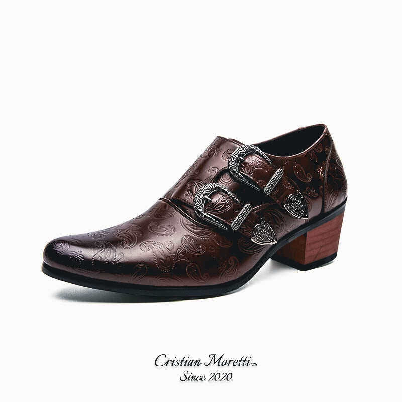 Sapatos de couro com fivela dupla Carlo ManciniTM