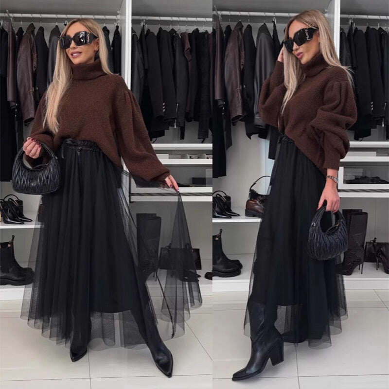 Saia feminina de tule evasê