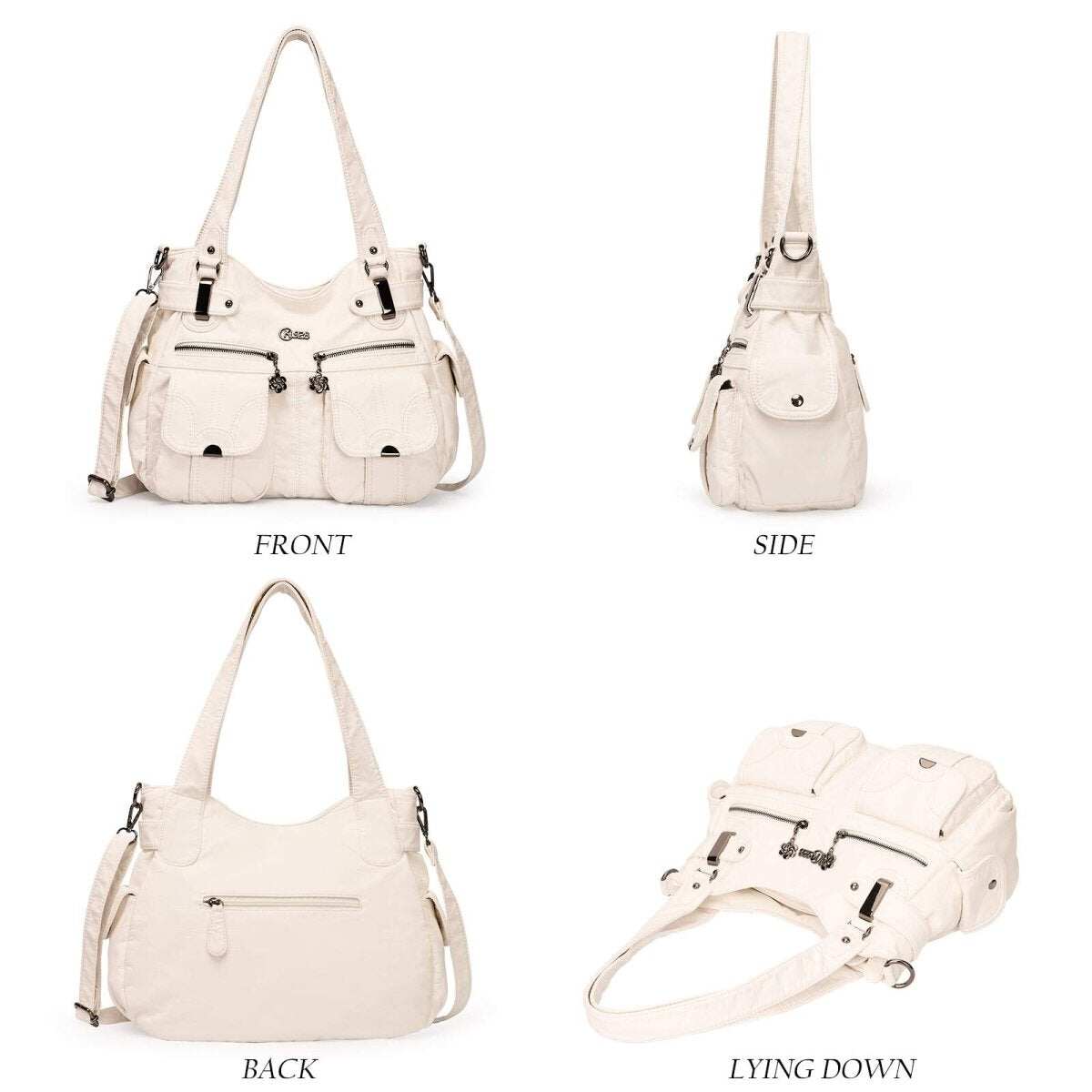 Bolsa de couro premium com muitos bolsos