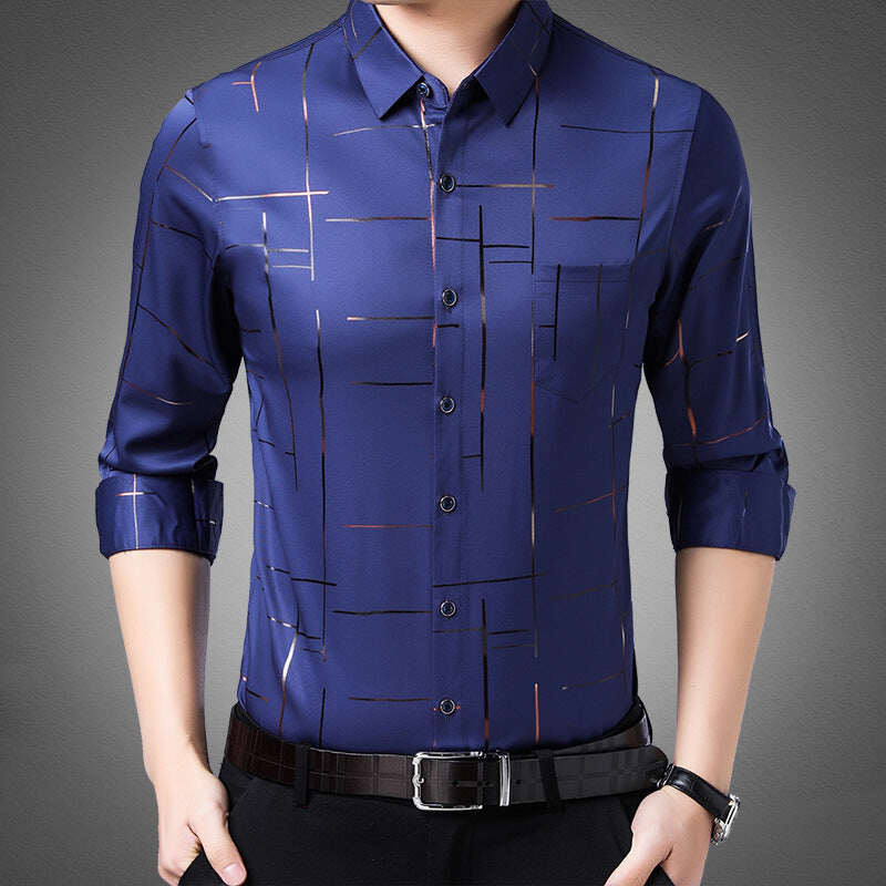 Camisa de manga comprida masculina de alta qualidade que não precisa passar