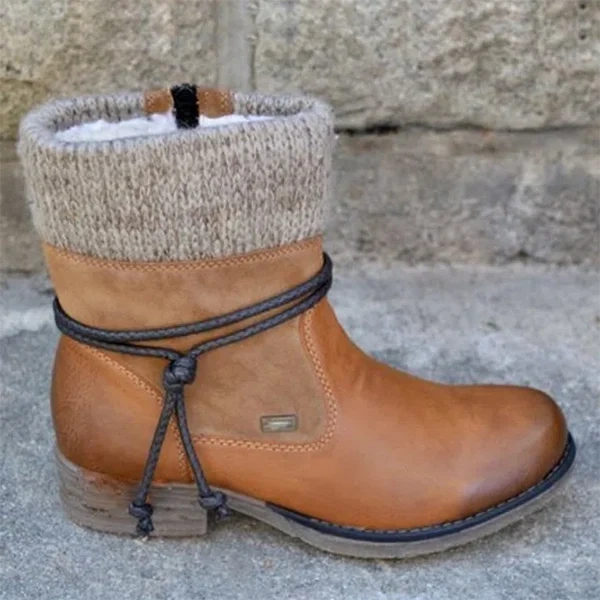 🔥Último dia de promoção 50% OFF - Botas femininas casuais vintage de couro com zíper