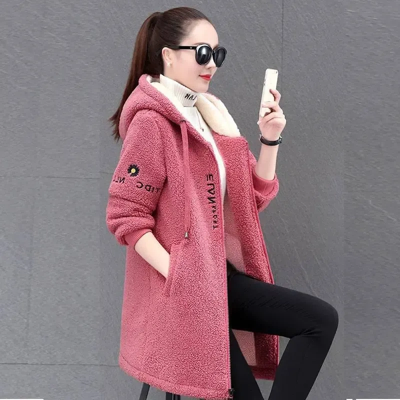 Nova jaqueta sherpa grande espessada da moda de inverno