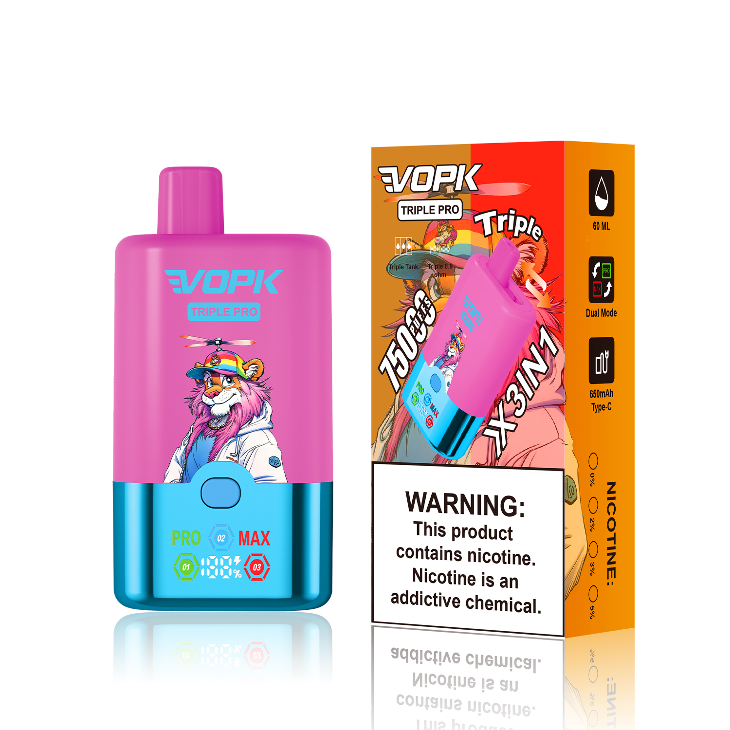 VOPK Triple Pro 75K 3 In 1 Flavors 75000 Puff