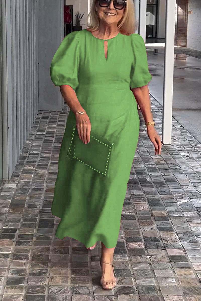 👗💞 Vestido de linho algodão em cor sólida