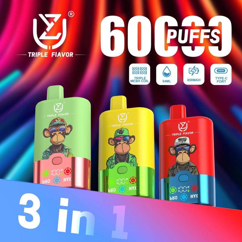 UZY 60K 850mAh 54mL Triple Flavor Vape Wholesale Europe