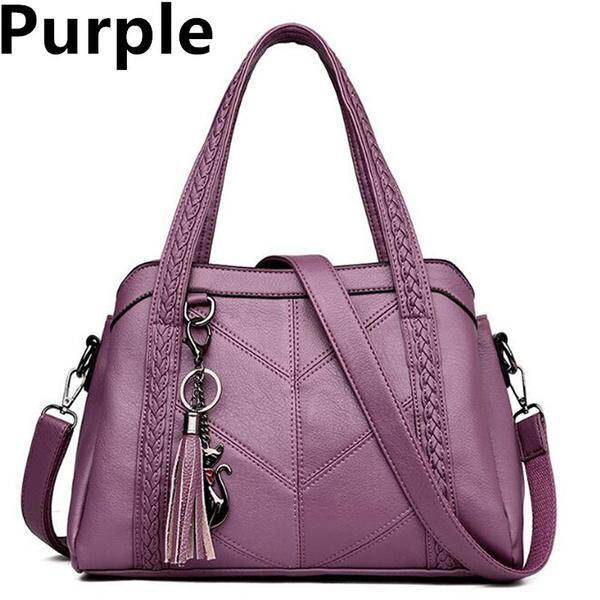 Bolsa de ombro de couro costurada na moda